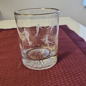 Gold Rimmed Etched Glass Tumbler